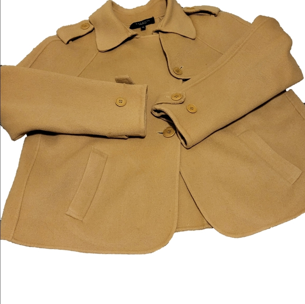 Talbots tan waistcoat, collar, and a military-inspired design, size 10. - Picture 5 of 15